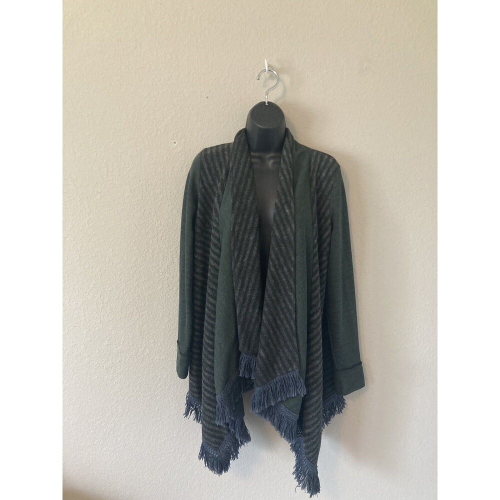 Anthropologie Saturday Sunday Elise Cardigan Green Gray Stripe Size Small